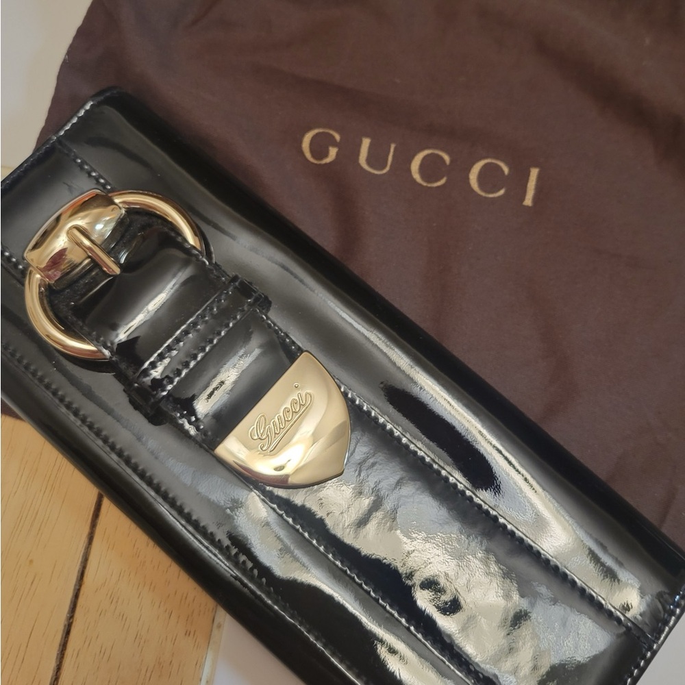 Gucci Black Patent Leather Clutch